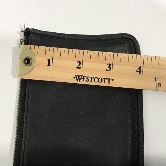 Vintage 80s COACH 7170 Black Leather Stripe Lining Skinny Case Wallet Zip Pouch - Picture 4 of 16